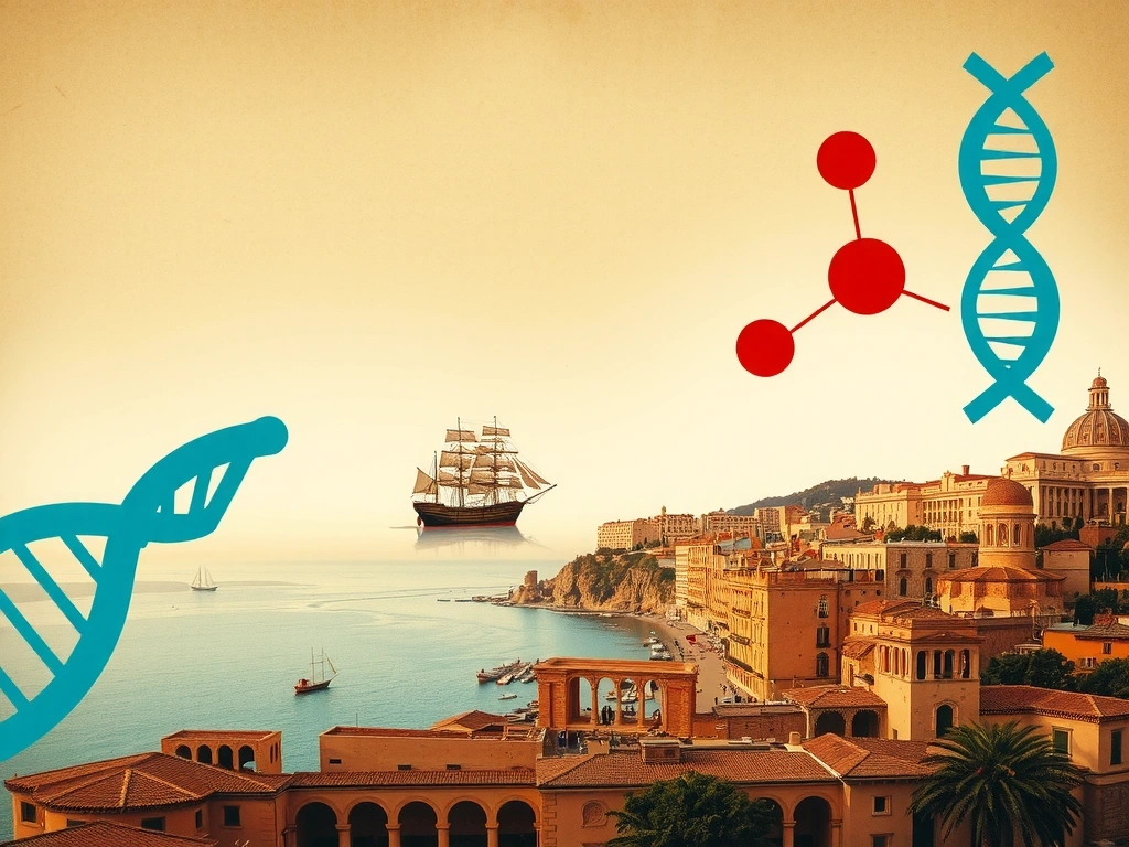 Antica mappa di Genova che simboleggia le origini e la storia dell'azienda Genovamarinacx, con elementi marini e un tocco di modernità.