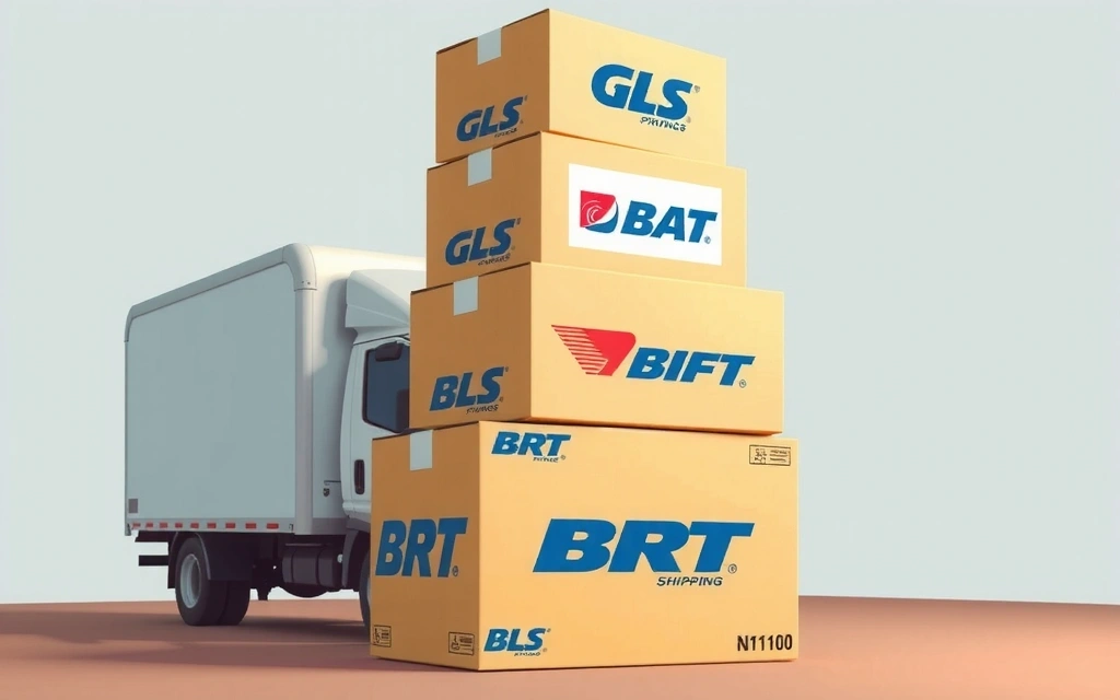 Pacchi in spedizione con logo di corrieri